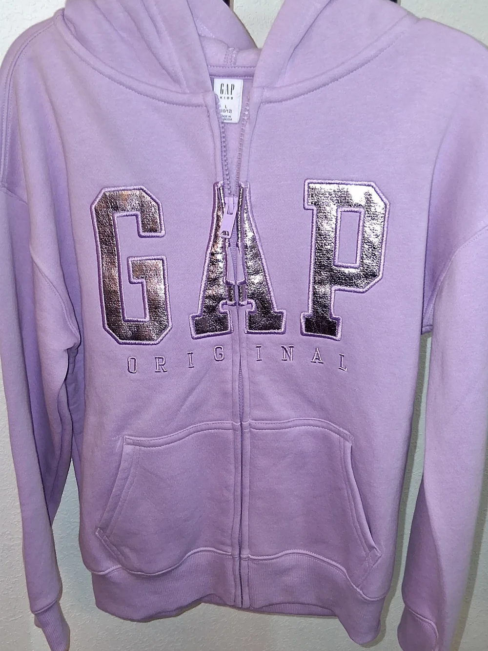 GAP Kids Light Purple Zip-Up Hoodie with Metallic Logo